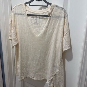 We The Free Maddie Burnout Tee Cream Short Sleeve size M